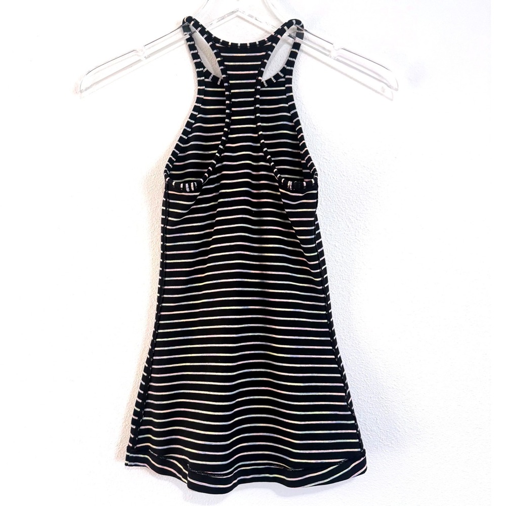 Lululemon Striped High-Neck Halter Racerback Tank Top Black Multi - Picture 4 of 5